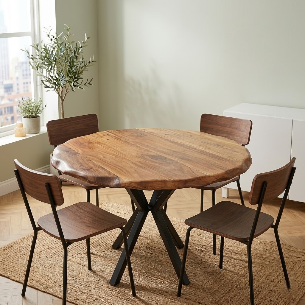 Live Edge Round Walnut Dining Table
