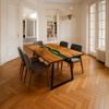 Clear Green Resin Epoxy Solid Walnut Dining Table