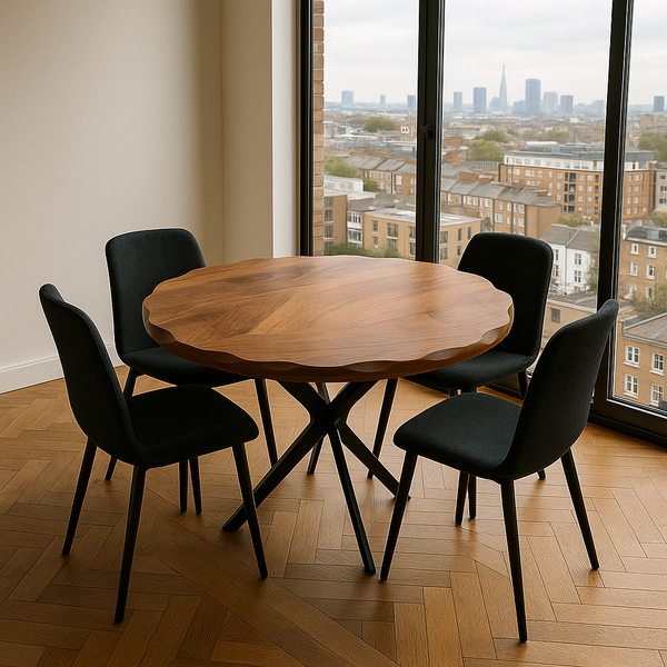 Live Edge Round Walnut Dining Table / 4 Seater & 6 Seater Dining Table / Natural Wood Dining Table