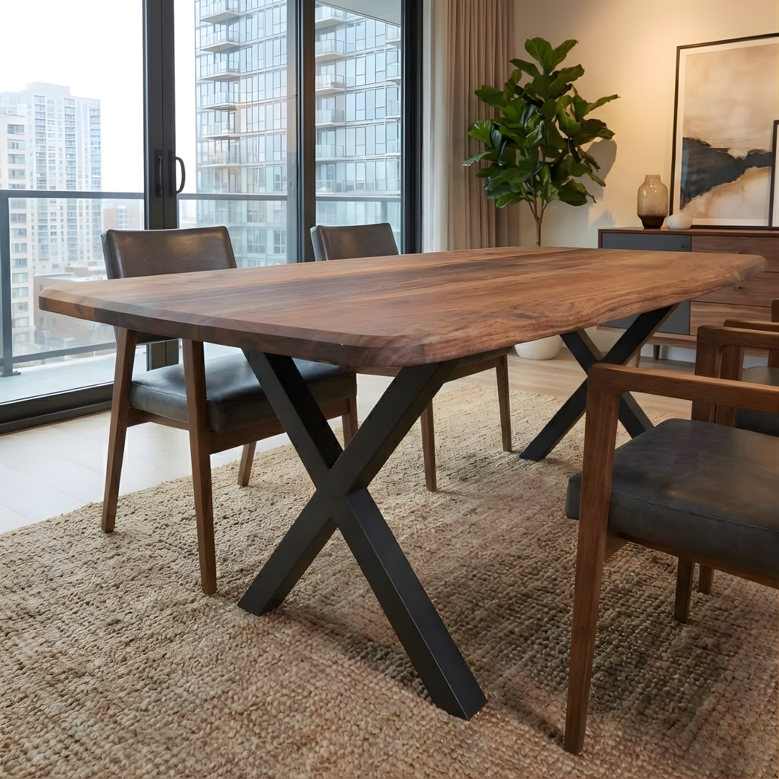 Modern Solid Walnut Table with Sleek Design