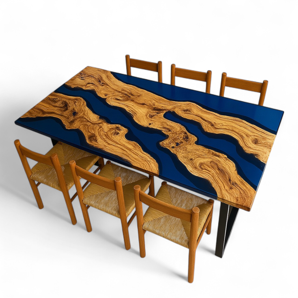 Transparent Blue Epoxy Table