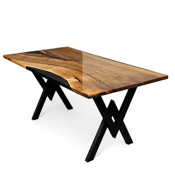 Blacktail Epoxy Dining Table - Black Walnut Resin River Table