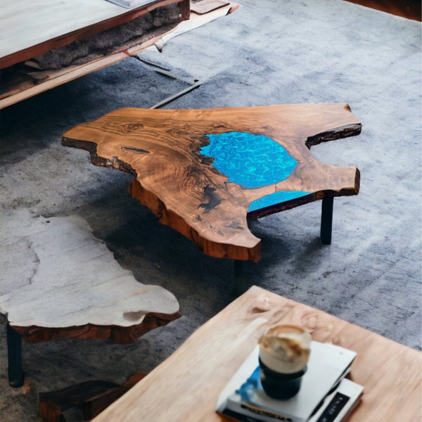 Blue Live Edge Walnut Table