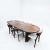 Oval Dark Walnut Dining Table with Walnut Wood Double Pedestal