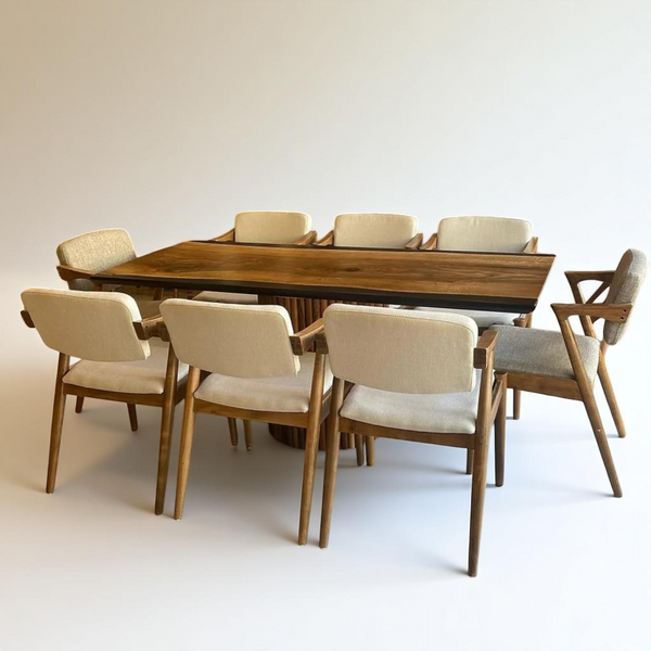 One Piece Walnut Black Epoxy Resin Conference Table