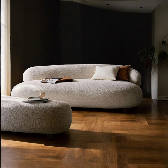 Curved Nordic Plush Sofa - Contemporary Scandinavian Comfort