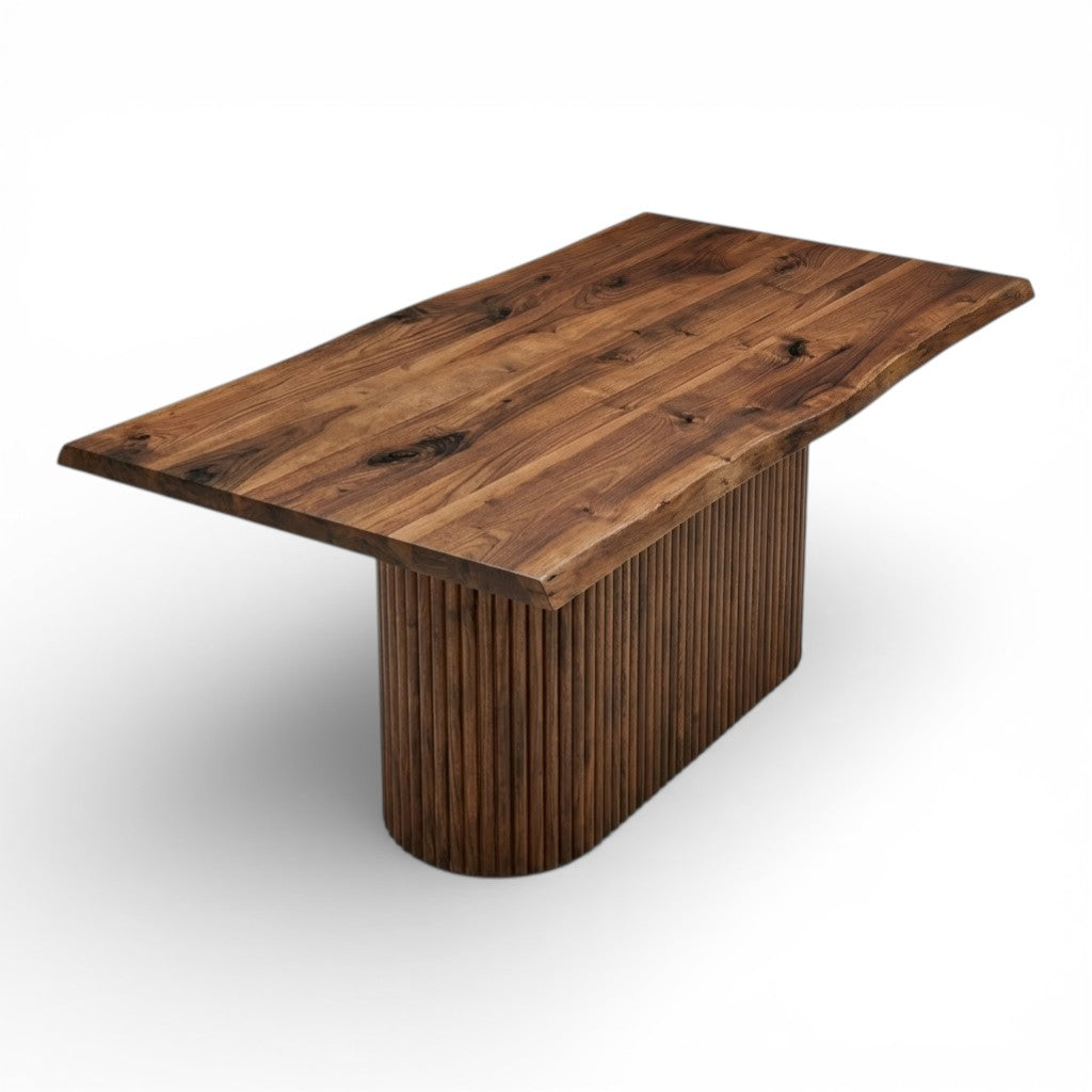 Fluted Column Live Edge Walnut Table