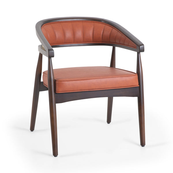 Modern Walnut Dining Chair with Faux Leather Upholstery
