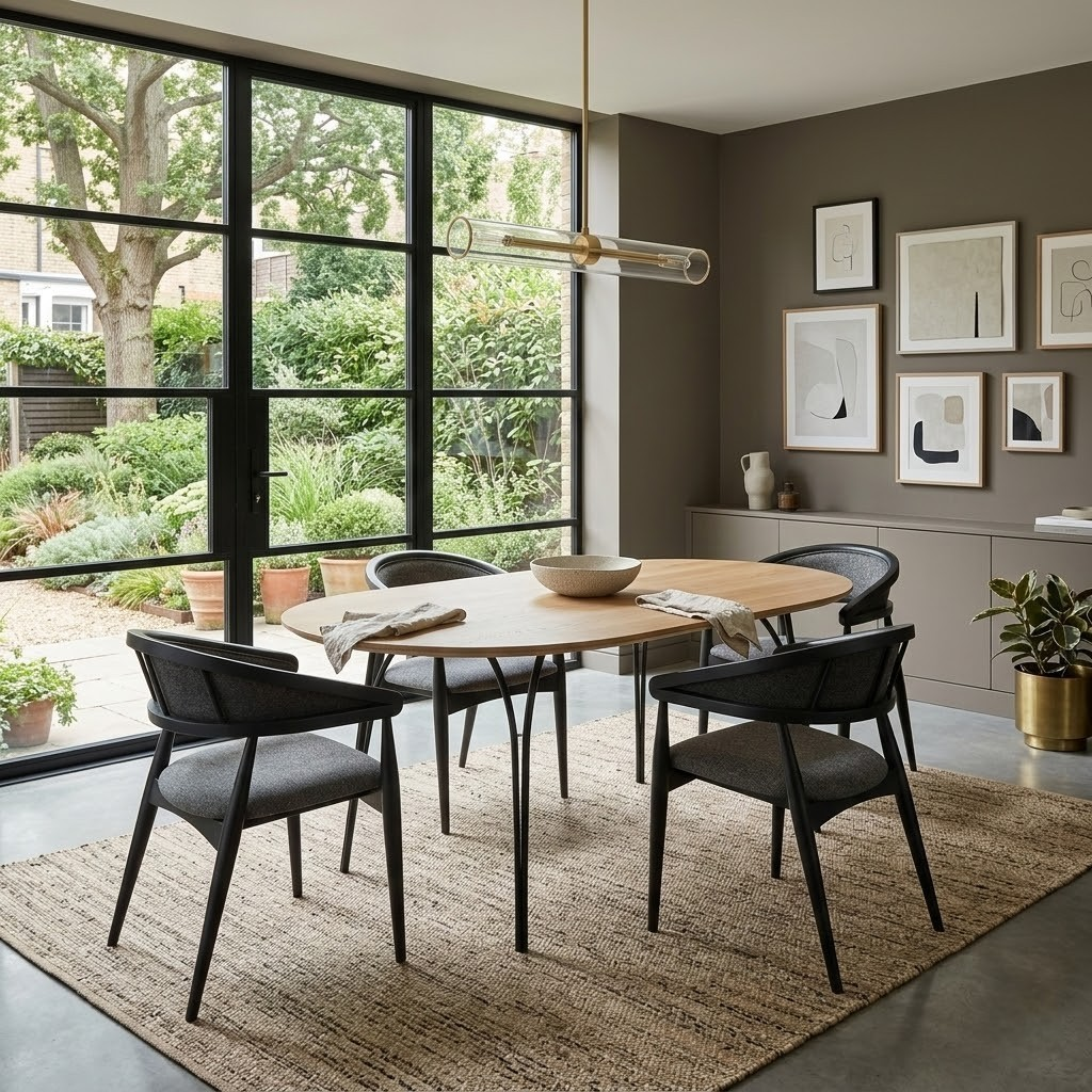 Set of 6 Gazelle Black Wood Chair with Armrest
