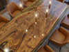 One Piece Walnut Epoxy Gold Walnut Live Edge Table