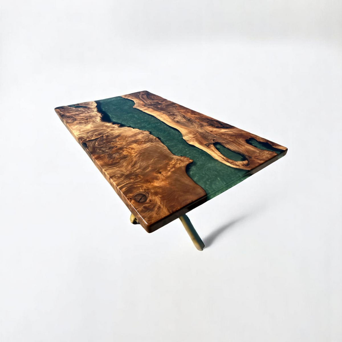 Green Resin River Walnut Epoxy Table