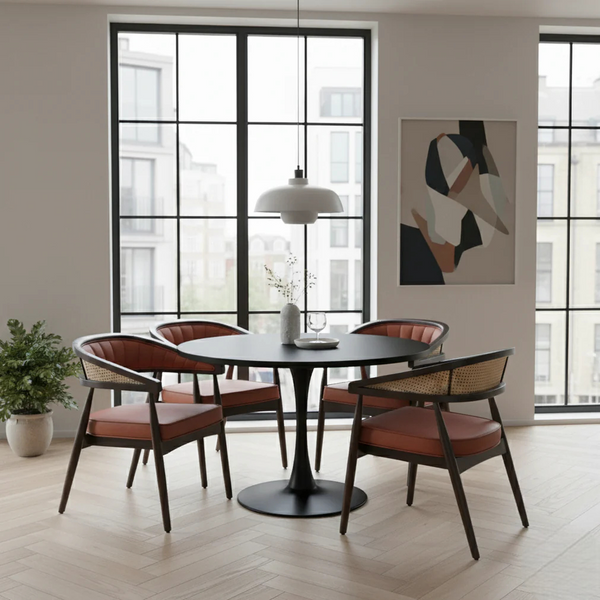 Modern Walnut Dining Chair with Faux Leather Upholstery