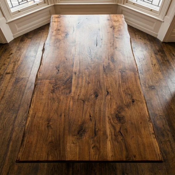 Live Edge Walnut Dining Table with Metal Legs | 6 or 8 or 10 Seater Industrial Design Walnut Table