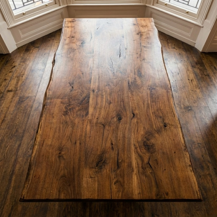 Live Edge Walnut Dining Table with Metal Legs | 6 or 8 or 10 Seater Industrial Design Walnut Table