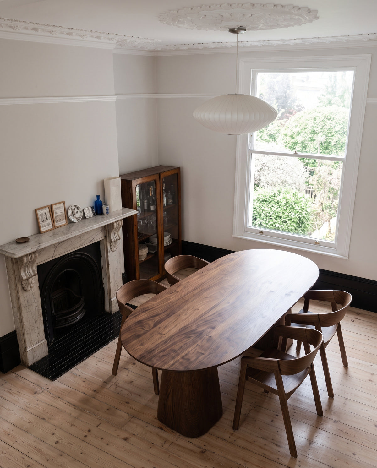 Cono Solid Walnut Oval Dining Table