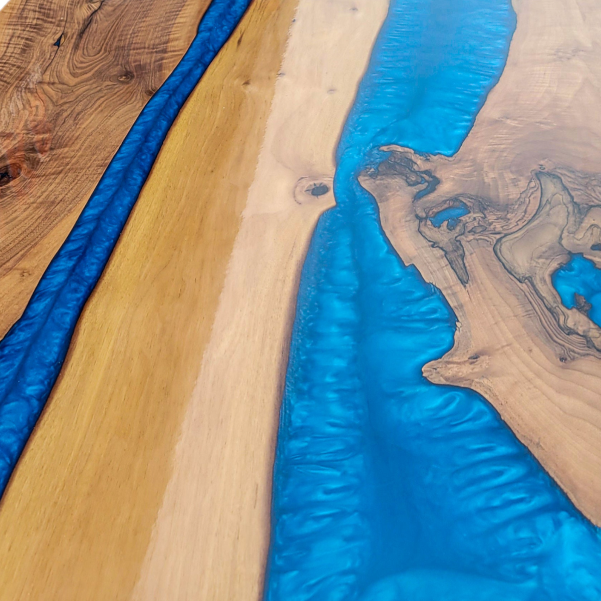 Blue Resin River Epoxy Table - The Industrial Furniture