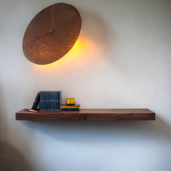 Solid Wood Shelf | Hidden Shelf | Industrial Floating Shelves | Wooden Shelf | Elm Shelf | Wall Shelf | Thick 4 cm, Deep 25 cm | Handcrafted