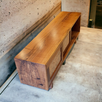 Wood slab tv online stand