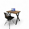Wooden Desk with X Metal Legs | Industrial Study Table | Solid Wood  Desk | Work, Office Table | Computer Desk