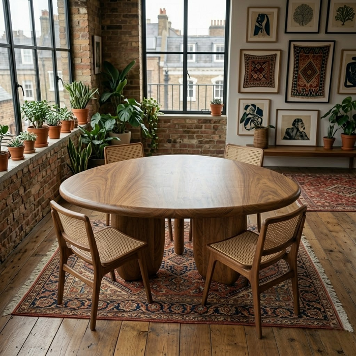 Eon Solid Walnut Dining Table – Compact, 4–6 Seater