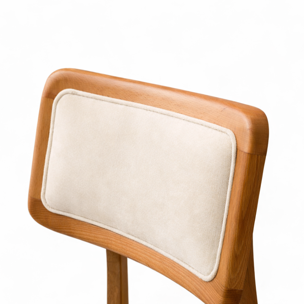 Fully Cushioned Cream Chair - Natural Wooden Legs