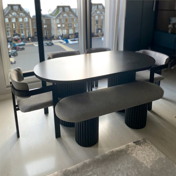 Japandi Style Black Oval Wood Table