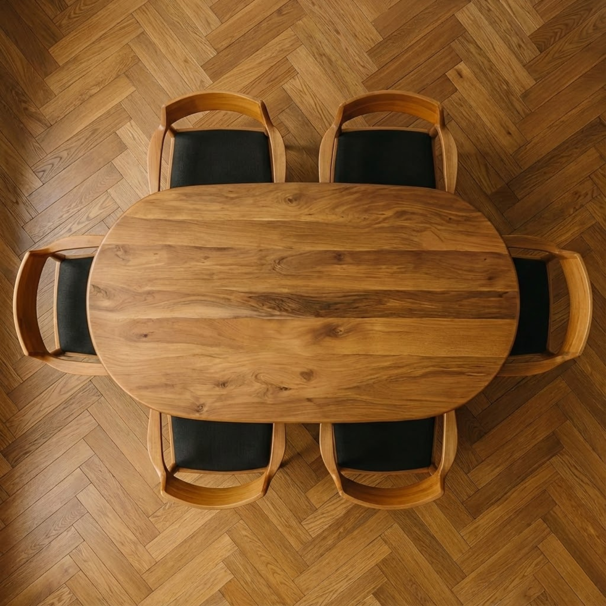 Japandi Style Walnut Wood Dining Table