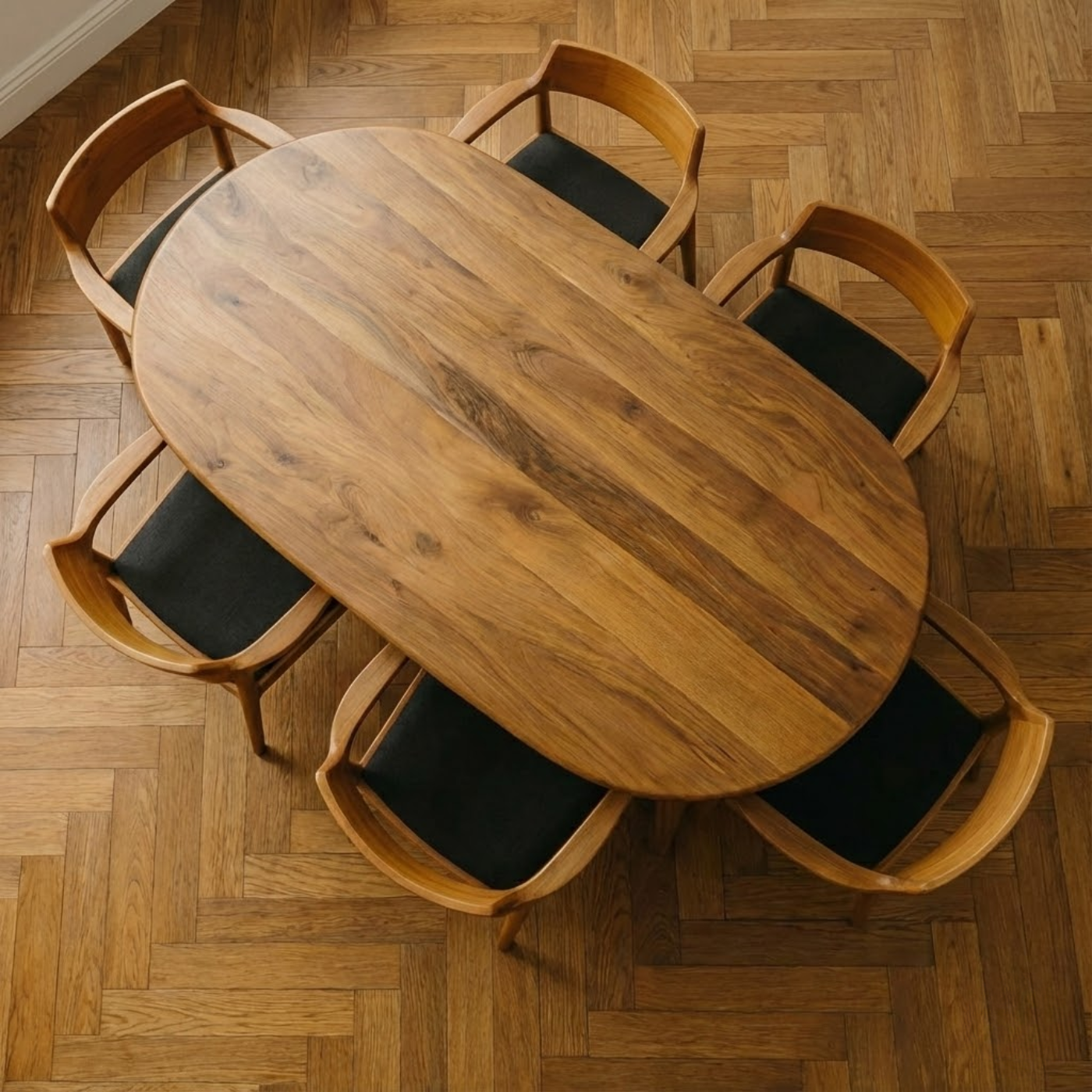 Japandi Style Walnut Wood Dining Table