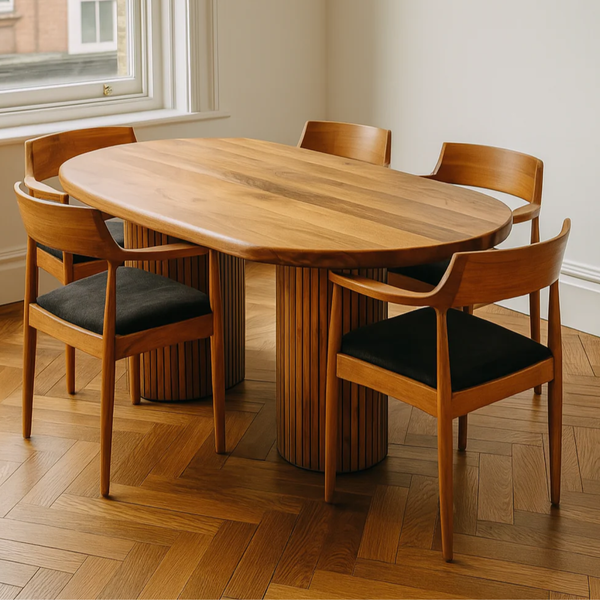 Japandi Style Walnut Wood Dining Table