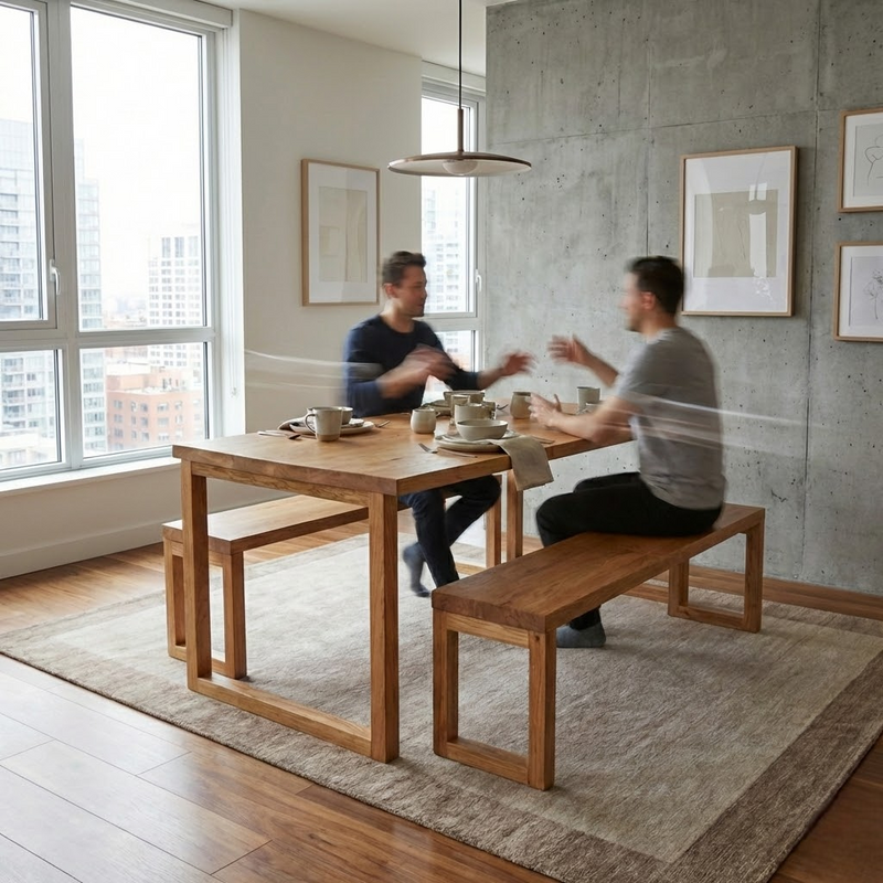 Scandinavian Style Solid Chestnut Dining Table