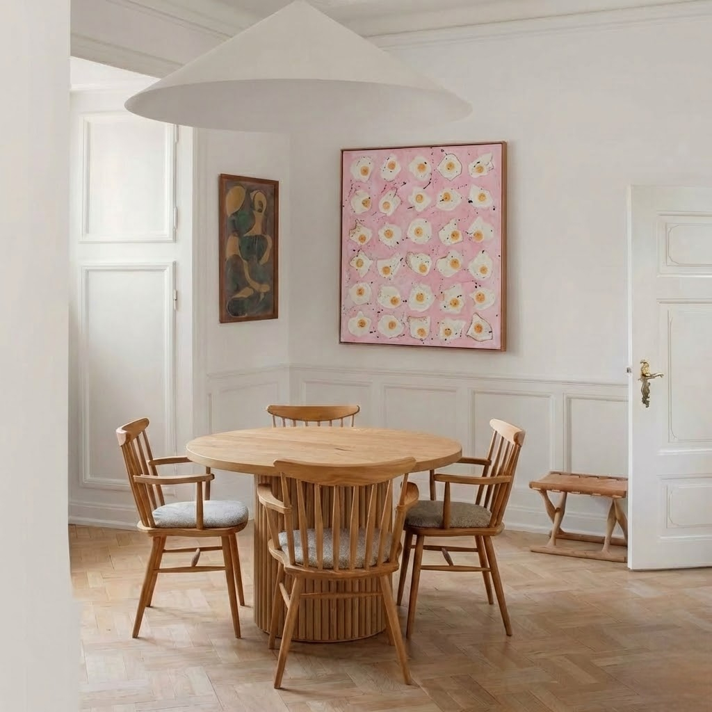 Round Solid Chestnut Dining Table