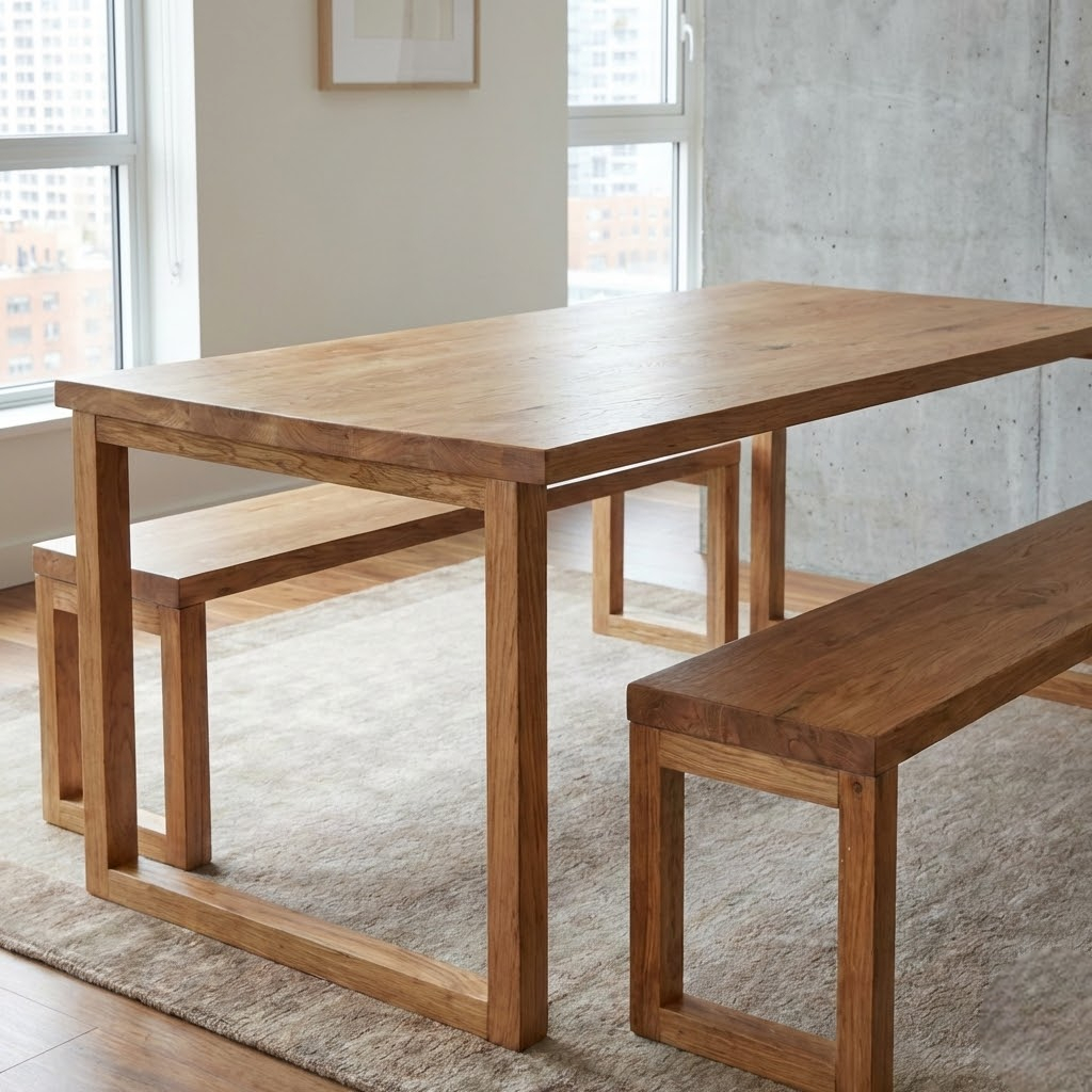 Scandinavian Style Solid Chestnut Dining Table