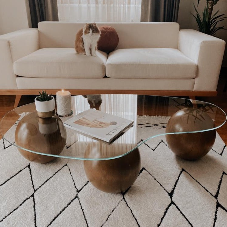 Kidney Shaped Glass Coffee Table