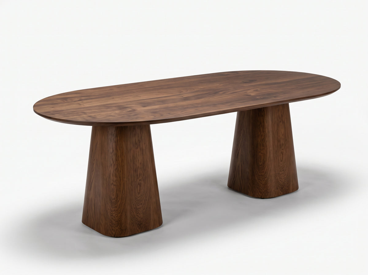 Cono Solid Walnut Oval Dining Table