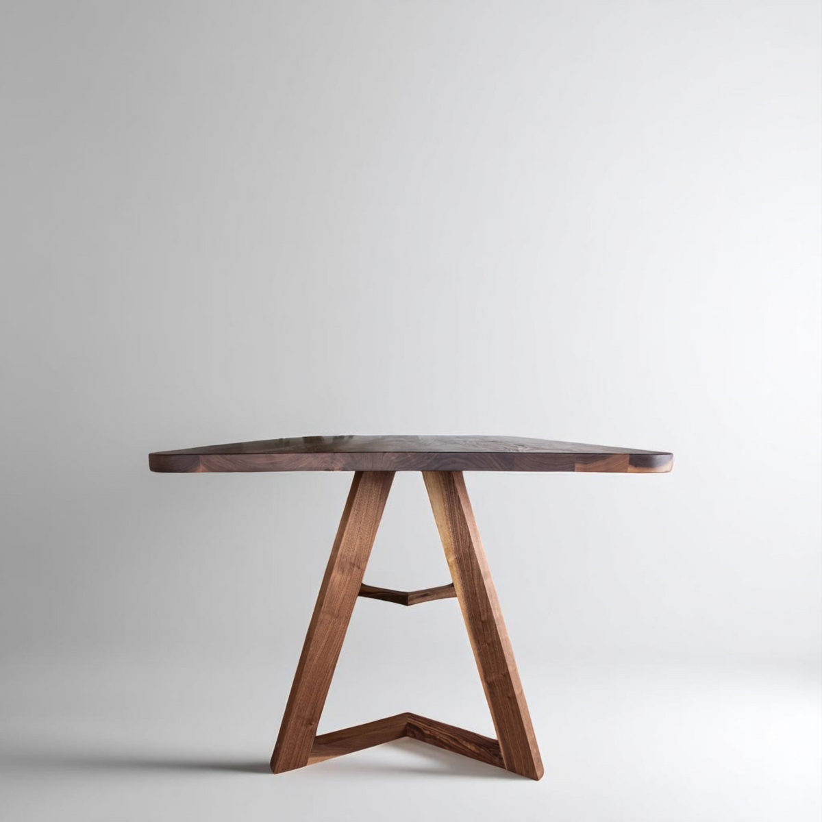 Soft-Edged Walnut Dining Table with Wood Legs in Japandi Style