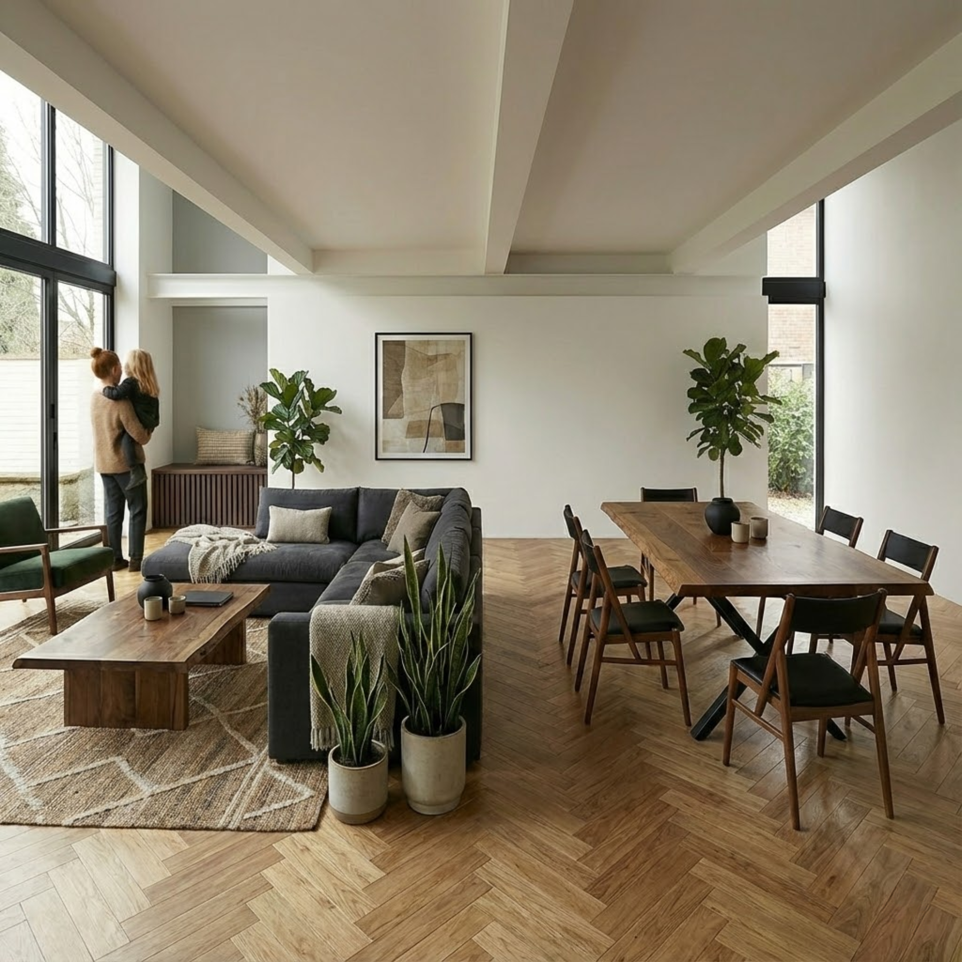 Live Edge Walnut Dining Table with Metal Legs | 6 or 8 or 10 Seater Industrial Design Walnut Table