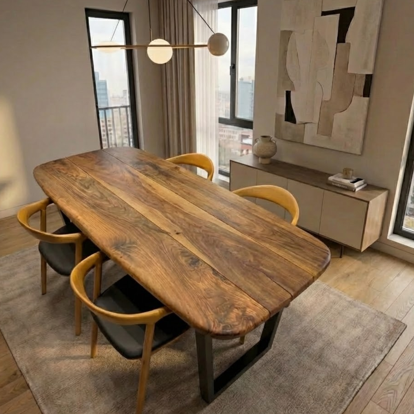 Smooth Edge Walnut Dining Table