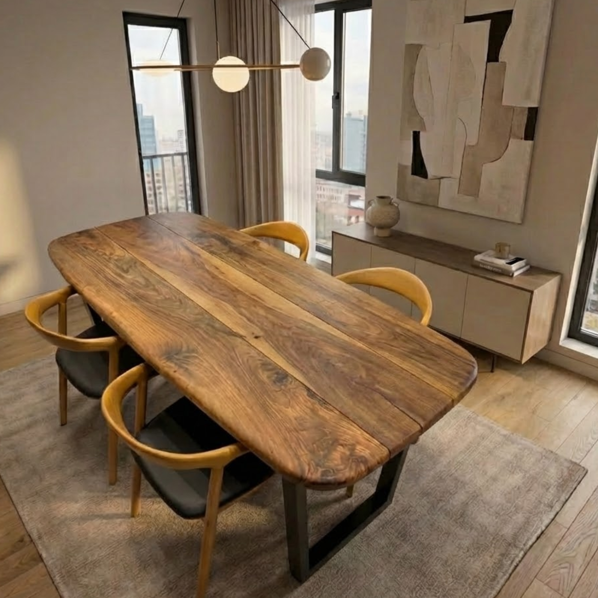 Smooth Edge Walnut Dining Table
