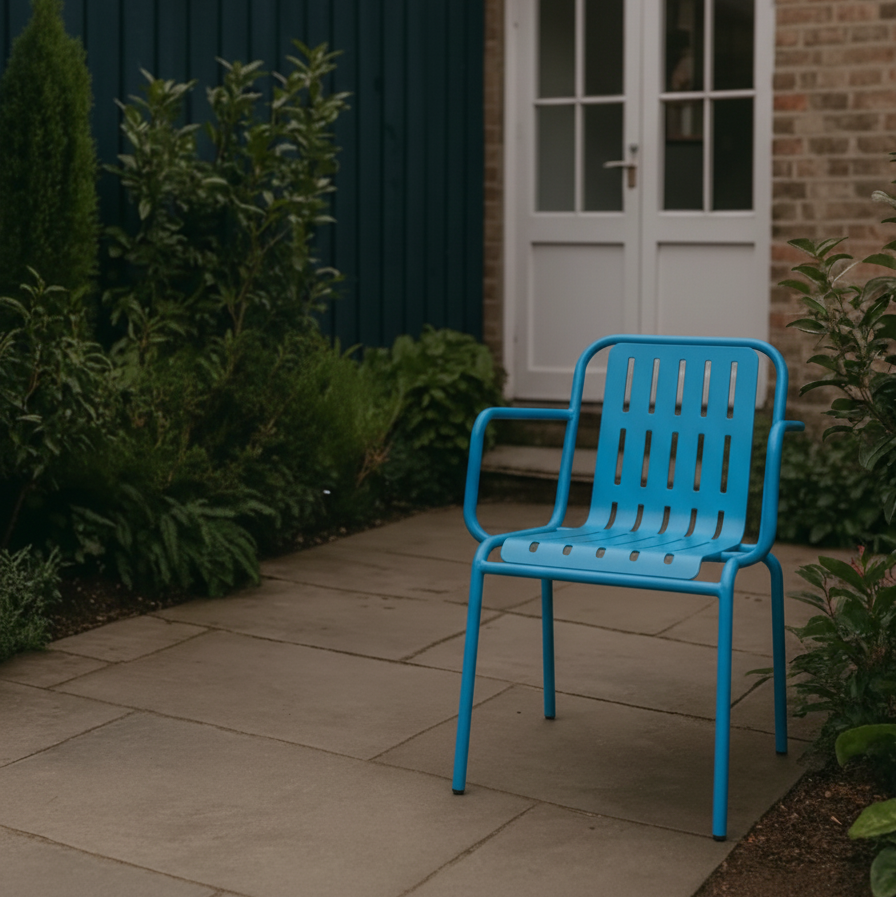 Blue Metal Outdoor Garden Chair