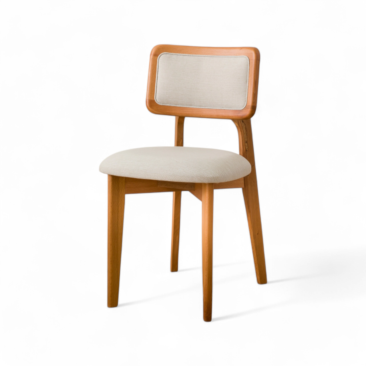Fully Cushioned Cream Chair - Natural Wooden Legs