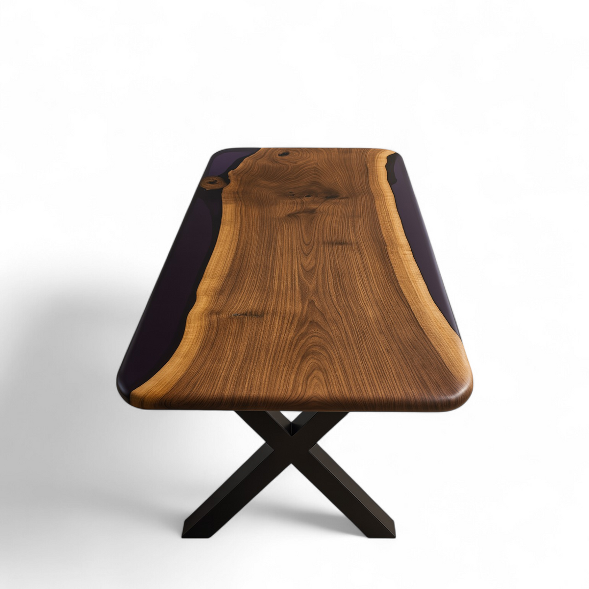 Dark Wood Epoxy Dining Table | Live Edge Walnut Resin River Table