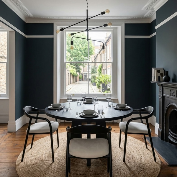 Mid Century Modern Wooden Black Dining Chair