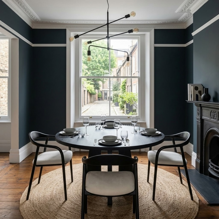 Mid Century Modern Wooden Black Dining Chair