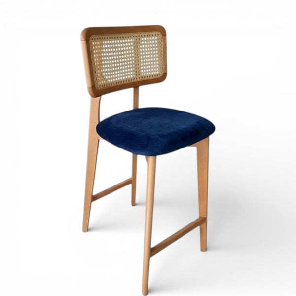 Natural Wood Rattan Bar Stool