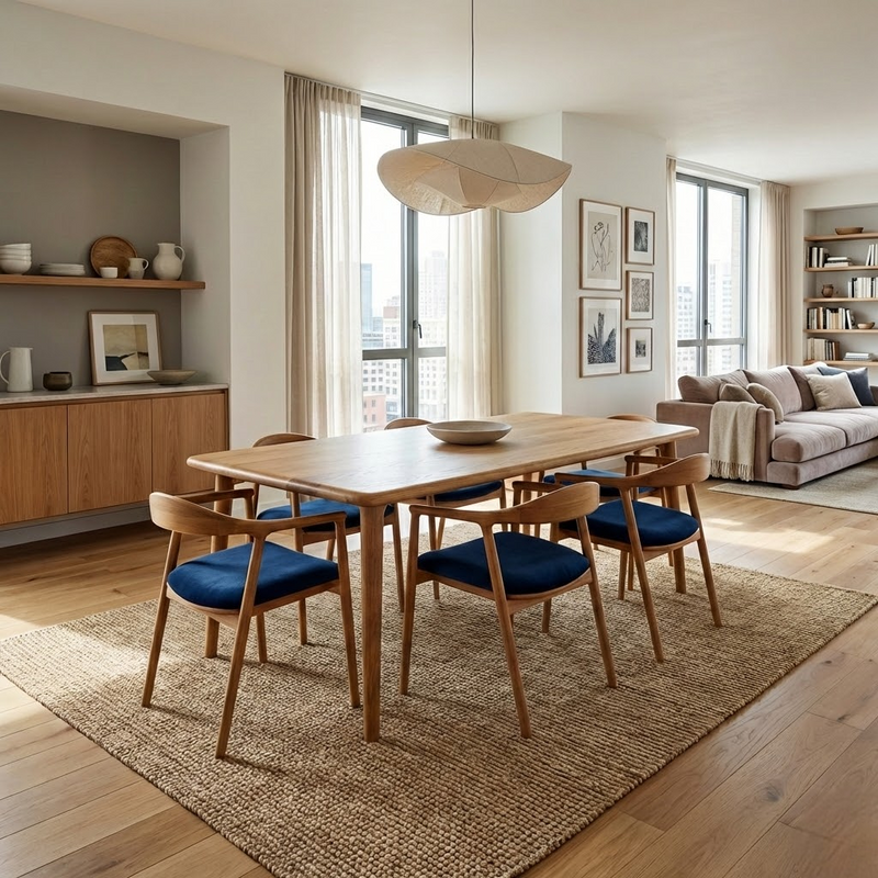 Scandinavian Style Solid Oak Dining Table