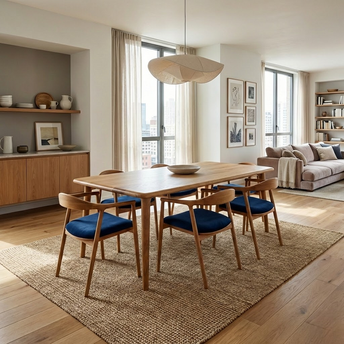 Scandinavian Style Solid Oak Dining Table