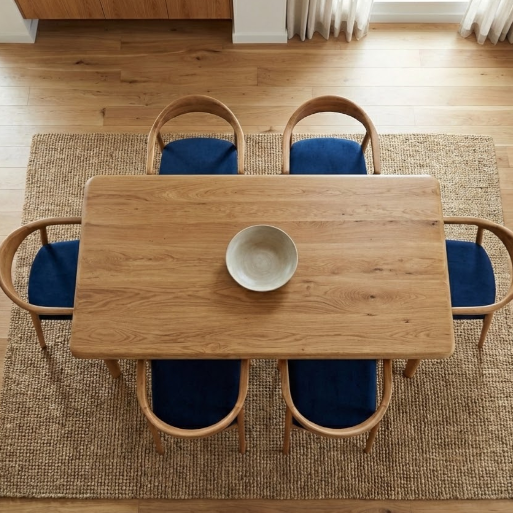 Scandinavian Style Solid Oak Dining Table