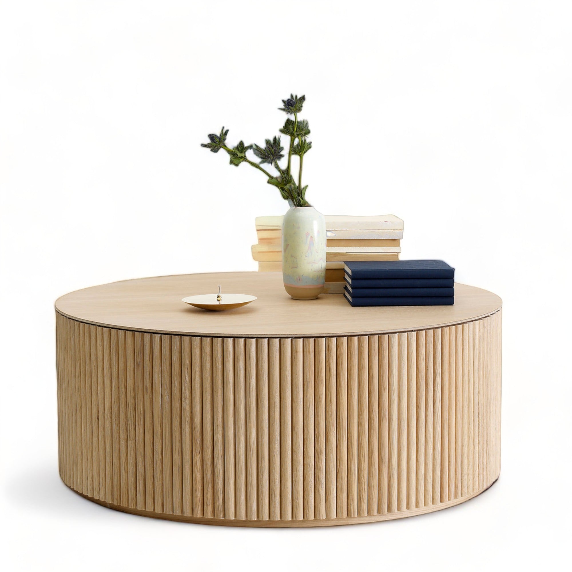 Japandi Style Round Wood Coffee Table