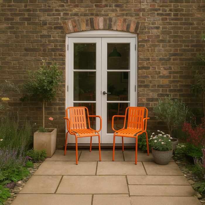 Orange Metal Outdoor Garden Chair