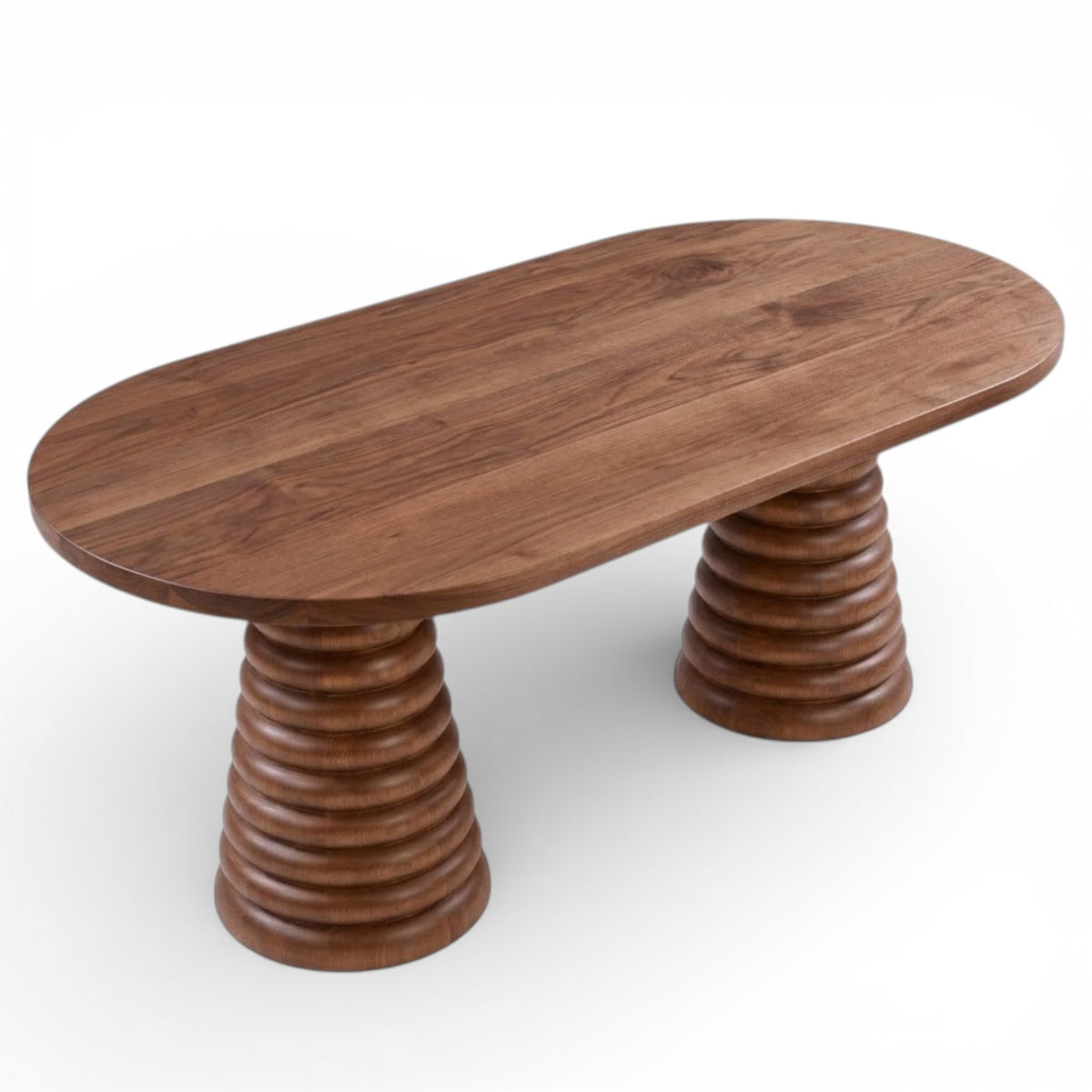 Atlas Solid Walnut Dining Table – Sculptural Base, 4–12 Seater